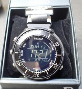 SEIKO PROSPEX FIELDMASTER S802-00A0 Solar Digital Watch Black Men's Japan Used - Imagen 1 de 13
