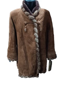 SHEARLING montone usato PRE-OWNED donna woman tg .46 marrone XYR354L - Picture 1 of 9