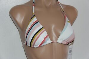 NWT Roxy Swimsuit Bikini Top Bra Sz M Triangle Striped Tiki Tri 
