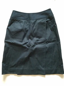 Pencil Skirt Size 2P Kasper & Co Petite Navy Blue Faux Wrap Straight Flat Front - Picture 1 of 3