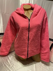 Victorias Secret Felpa con Cappuccio in Pile Rosa Sherpa Reversibile Super Morbida XS - Foto 1 di 4