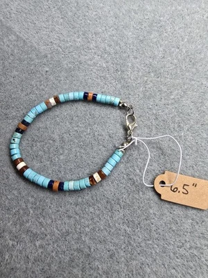 Stretch Turquoise Lapis Ethnic Bracelet Bohemian Gemstone Jewelry - Image 1 of 4