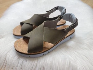 Camper Oruga Slingback Sandal Green Leather Flat Sandals Size 40 Women's US 9  - Picture 1 of 14