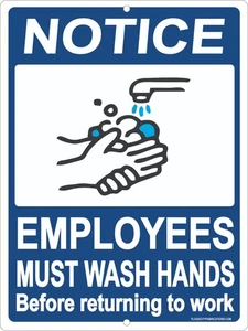 Aviso que los empleados deben lavarse las manos letrero 9x12 metal hecho en EE. UU. - Imagen 1 de 3
