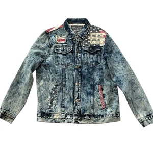 Giacca Denim Vintage 1738 Marca Originale Bandiera Americana Taglia Large - Foto 1 di 11