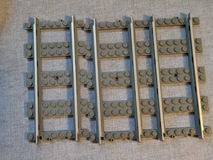Lot of 3 Lego 2865 9V Electric Train Straight Track Rails Dark Gray 4515 - Picture 1 of 4
