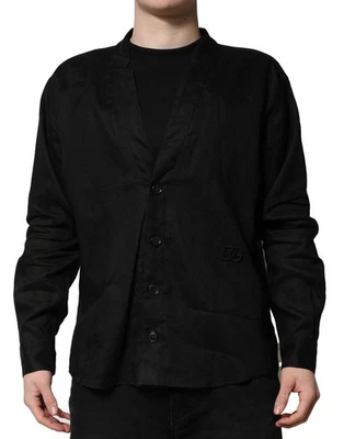 Camisa Dolce & Gabbana Negra Lino Mangas Largas Hombre Informal Para Hombre Auténtica Foto 1 de 4