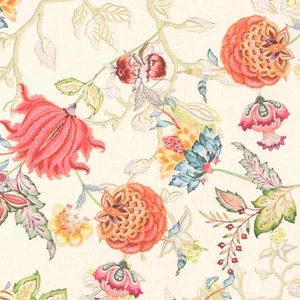 Shiraz Floral Koralle doppelte Breite Stoff 100 % Baumwolle lebendige Vorhänge Polsterung - Bild 1 von 7