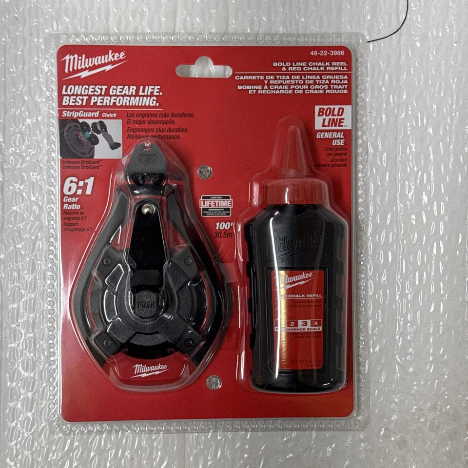 Milwaukee 48223986 100ft Bold Line with Red Chalk