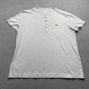 Lacoste Shirt Mens 6 Short Sleeve Henley Casual Gray Cotton Alligator Logo - Picture 1 of 10