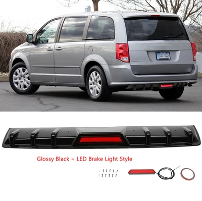 Difusor de parachoques trasero negro brillante para Dodge Grand Caravan 34" con luz de freno LED Foto 1 de 4