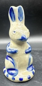 VTG BBP Beaumont Brothers Pottery Blue Salt Glaze Bunny Rabbit Bank Statue 7” - Picture 1 of 8