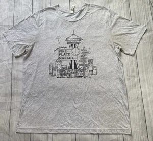Pike Place Market Seattle Wa T-Shirt grau XL Flying Fish Starbucks Mängel - Bild 1 von 6
