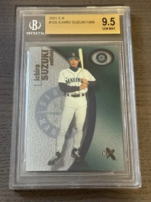 ☄️RARE 2001 Fleer E-X ICHIRO SUZUKI RC # / 1999 BGS 9.5 Gem Mint HOF Mariners - Image 1 of 2