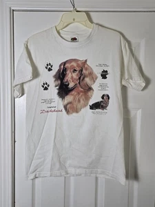 Vintage Longhaired Dachshund Dog Animal Graphic T-Shirt Size Medium 90s Rare - Picture 1 of 5