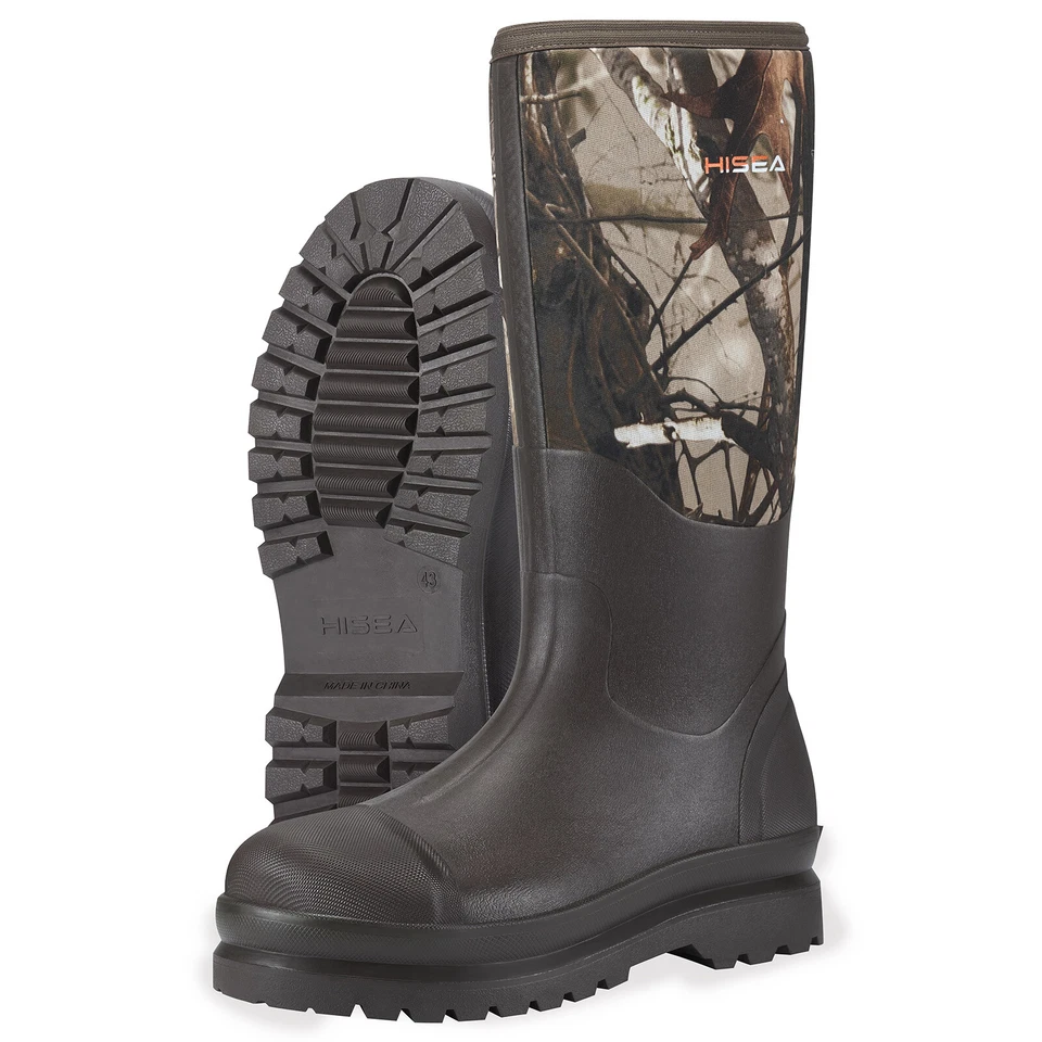 HISEA Men Rain Boots Waterproof Non-Slip Snow Fishing Hunting Farm Mud Work Boot - Image 1 of 4