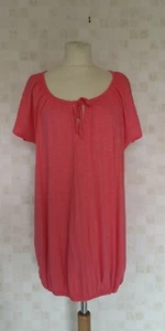 Women's Yours Essentials Keyhole Cotton Long Gypsy Style Top Pink UK16 H5 - Picture 1 of 10