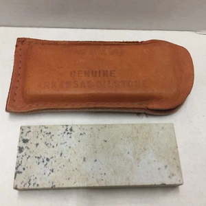 Frost Cutlery Genuine Arkansas Oil Stone Sharping Stone in Leather Case - Picture 1 of 4