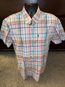 Barbour Tailored Fit Button Up Shirt Men’s Large Multicolor Plaid Short Sleeve - Picture 1 of 6