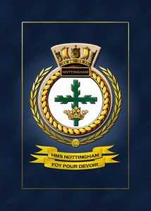 HMS NOTTINGHAM FRAMED SHIPS CRESTS - HUNDREDS OF HM SHIPS IN STOCK - Picture 1 of 2
