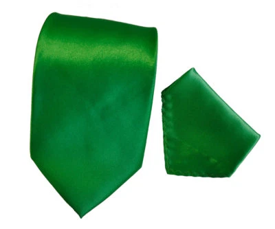 Corbata hombre verde color liso con pañuelo Foto 1 de 3