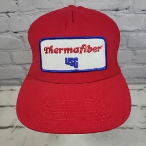 Vintage Corduroy Trucker Hat Mens Thermafiber Red Snapback Foam Cap USA Made - Picture 1 of 7