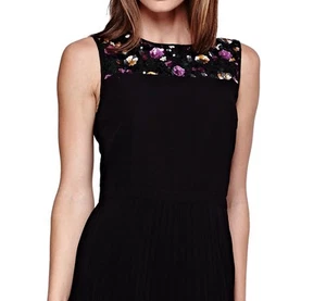 Yumi London Women's Sleeveless Sequin Pleated Party Black Cocktail Dress LBD NEW - Picture 1 of 7