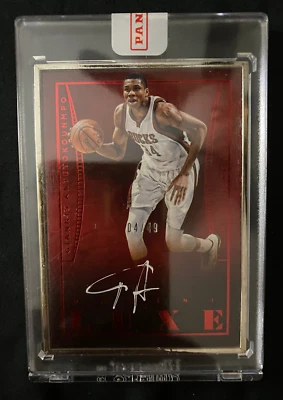 2014-15 2nd Year Luxe Giannis Antetokounmpo Red Silver Metal Frame Auto /49! - Image 1 of 2