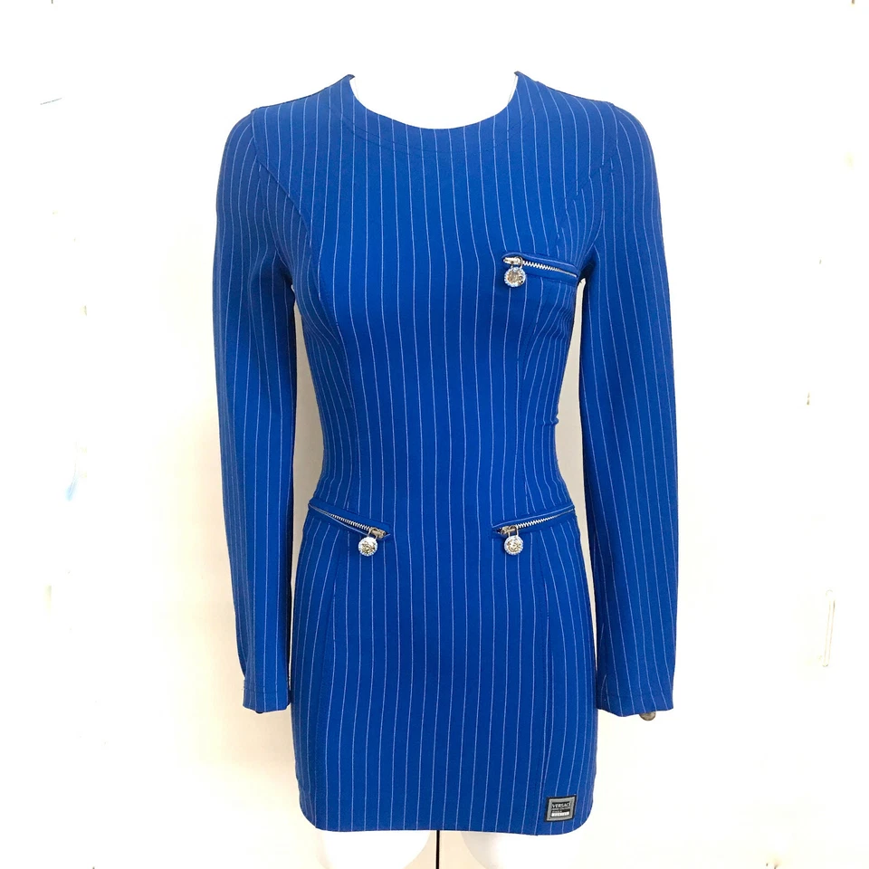 Auténtico VESTIDO CABEZA MEDUSA VINTAGE VERSACE JEANS ALTA COSTURA BODYCONE IT40 US2-4 Foto 1 de 4