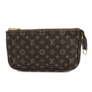 Auth Louis Vuitton Monogram Mini Lin Pouch for Bucket PM Bag Ebene Used - Picture 1 of 19
