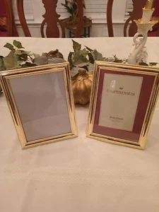 Two Philip Whitney Brass Finish 5x7 Picture Frames Hand Polished and Lacquered - Picture 1 of 16