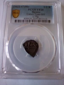 1622-67 M0 1/2 Real Mexico Calico Type-169 Silver  1.75 G PCGS VF20 Gold Shield  - Picture 1 of 12