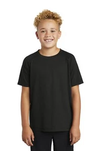 Sport-Tek YST400 Youth Short Sleeve PosiCharge Tri-Blend Wicking Raglan T-Shirt - Picture 1 of 7