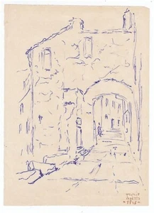 Quadro disegno GIULIO BOETTO Paese Vicolo 1946 - 16x22 cm - Imagen 1 de 1