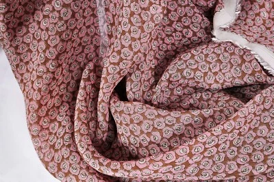 STUNNING CHIFFON PINK FLORAL NON STRETCH FABRIC SHIRT BLOUSE FACE MASK - Image 1 of 4