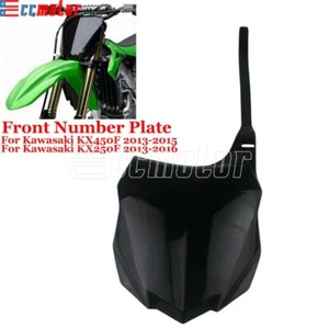 Racing Motocross Front Number Plate Mudguard for Kawasaki KX450F KX250F - Black - Picture 1 of 9