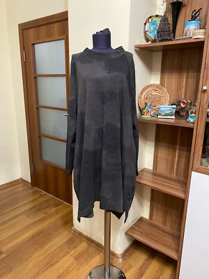 OSKA DARK TAUPE STRETCH JERSEY COTTON BLEND A-LINE WASHED PRINTYED DRESS-SIZE IV - Image 1 of 4