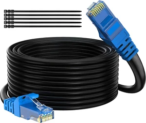 Cat 6 Outdoor Ethernet Kabel 100 Fuß, Gbps High Speed Schwerlast Internet Netzwerk - Bild 1 von 12