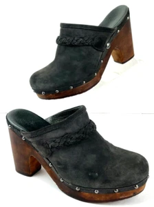 UGG Women's Gray Kaylee Mule Heels Slip On Suede Leather Clogs 3210 Size 10 - Picture 1 of 10