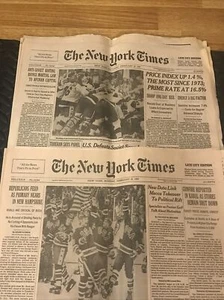 USA Hockey🔥Defeats Soviets/Wins Gold Medal-New York Times-Original 2/23-2/25/80 - Picture 1 of 4