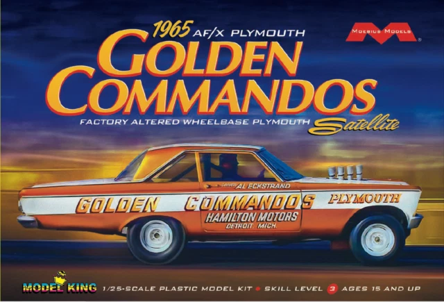 Moebius Models King 1:25 Plymouth Satellite AFX Golden Commandos Car Model Kit