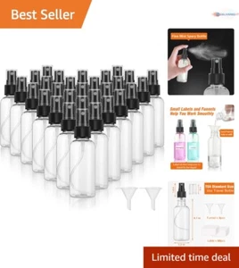 30 Pack 2 oz Clear Plastic Fine Mist Spray Bottles for Travel & Essential Oils - Picture 1 of 8