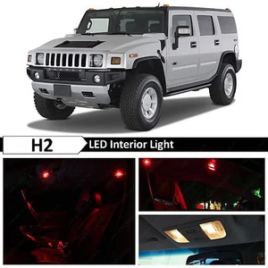 2003-2009 Hummer H2 Red Interior + License Plate LED Lights Package Kit - Picture 1 of 8
