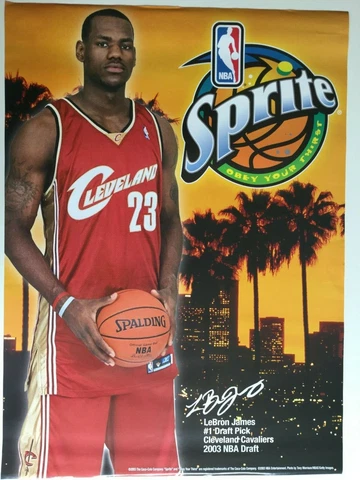 LeBron James  #1 Draft Pick  "Sprite Obey Your Thirst" Poster - 26" x 19" - RARE Cover