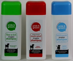 Pride & Groom Doggie Shampoo  Flea & Tick Shed Control Medicated Puppy 300ml New - Picture 1 of 11