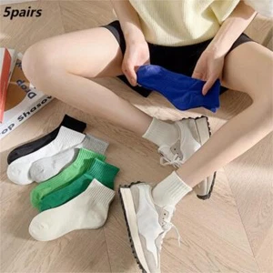 5pairs Sport Sock Hosiery Men Ankle Socks Foot Socks Cotton Socks Trendy Solid - Picture 1 of 25