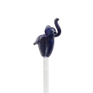 Lampwork Czech blue elephant glass beaded cocktail stick stirrer - Picture 1 of 2