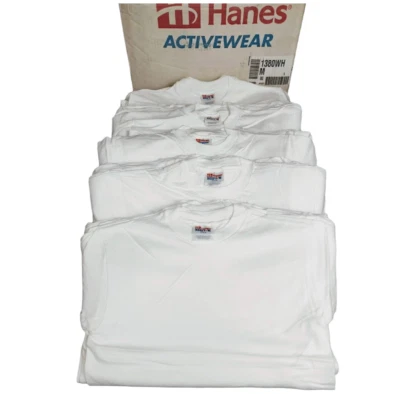 Lot of 12 Hanes Beefy T Plain Blank IRR T Shirt White USA Cotton Vintage 90s NOS - Image 1 of 4