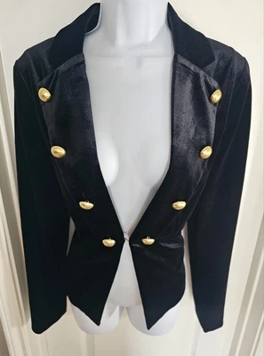 XOXO женщин черный бархат Blazer куртка размер M золотой кнопки День благодарения готов! - Изображение 1 из 4