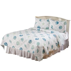 Reversible Blue Seashells Light Weight Quilt Set by OakRidge - Picture 1 of 11